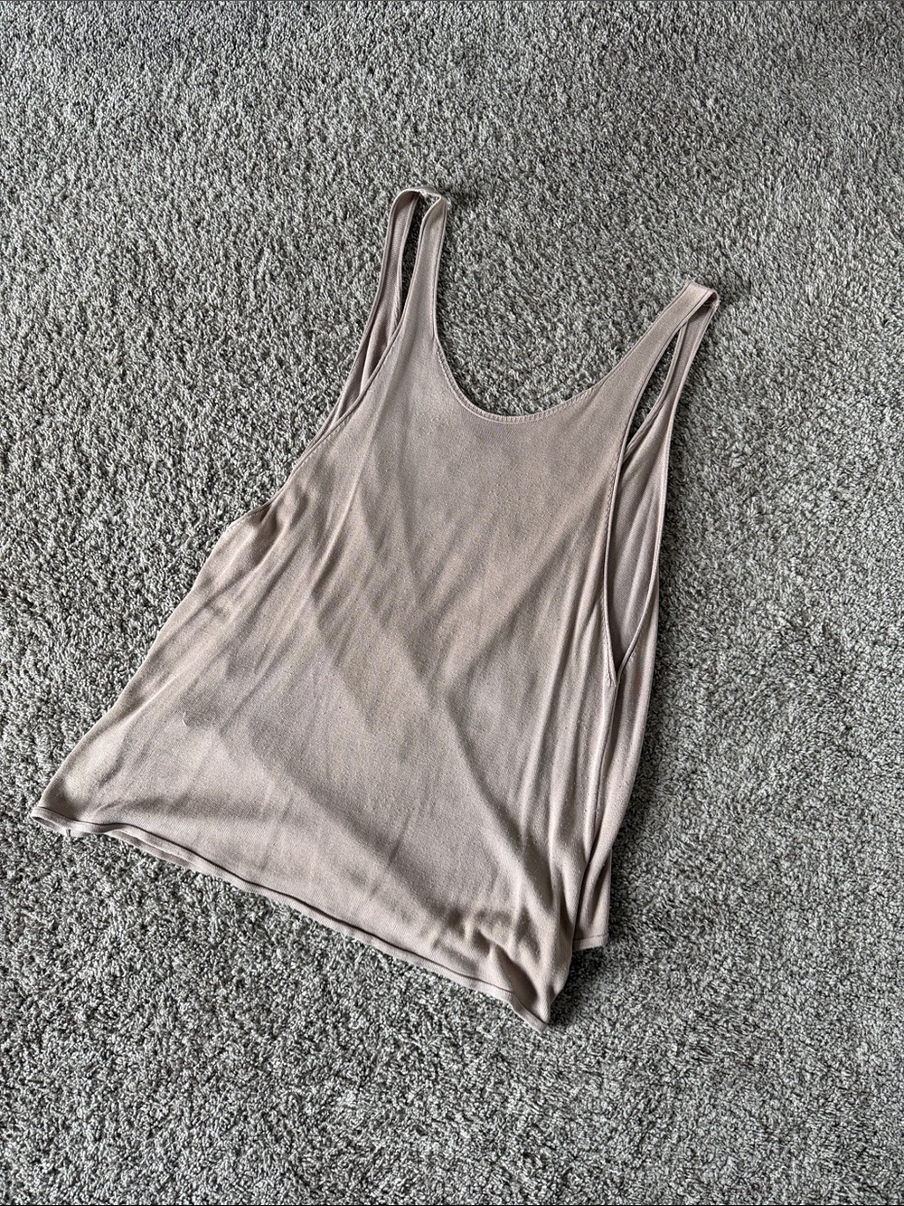 Women's Sleeveless Scoop Neck Tunic Crossover Back Tank Top - Taupe